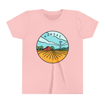 Buy pink Kansas Youth T-Shirt - Unisex Kids Kansas Shirt