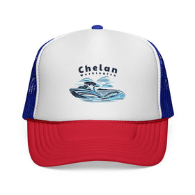Buy blue-red Chelan, Washington Wakeboard Boat Trucker Hat