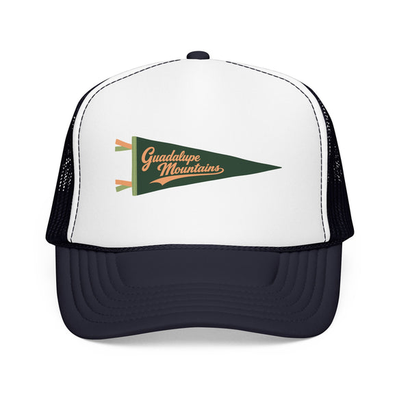 Guadalupe Mountains National Park Pennant Trucker Hat — Vintage Foam Mesh Cap