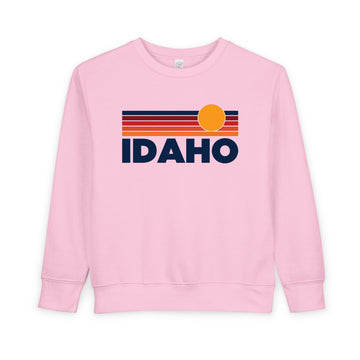 Buy pink Idaho Toddler Sweatshirt - Retro Sun Idaho Toddler Crewneck Sweatshirt
