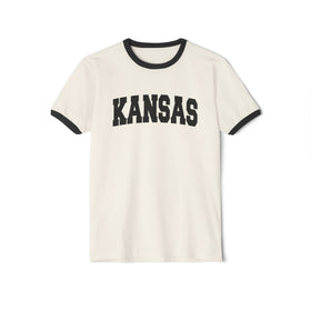 Kansas Cotton Ringer Graphic Tee - Unisex Kansas T Shirt, Vintage Style Tee, Men's/Women's Tee