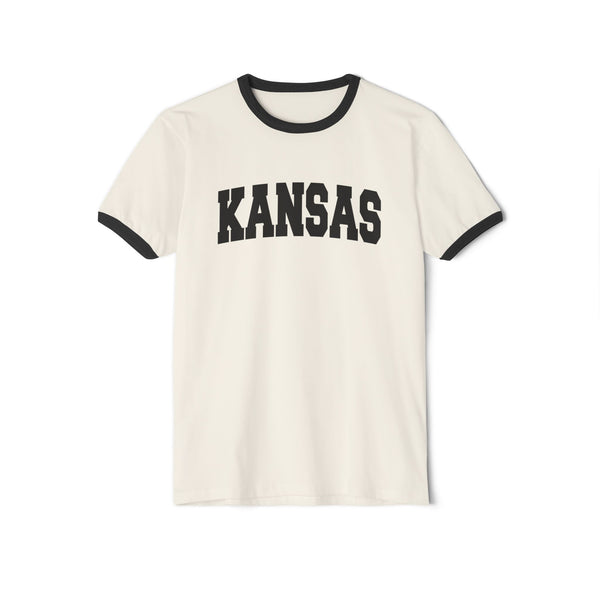 Kansas Cotton Ringer Graphic Tee - Unisex Kansas T Shirt, Vintage Style Tee, Men's/Women's Tee