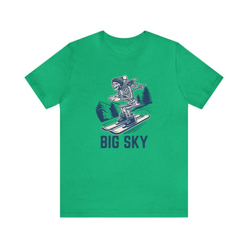 Buy heather-kelly Big Sky, Montana T-Shirt - Skeleton Skier Unisex Big Sky Shirt