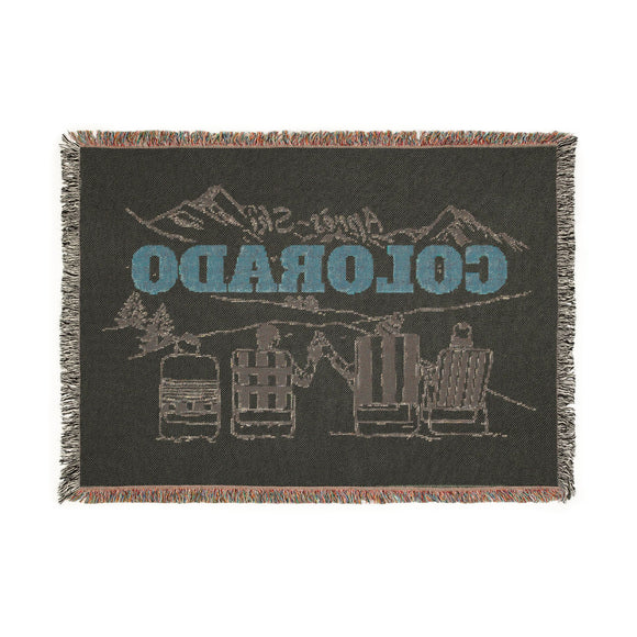 Colorado Ski Town Throw Blanket | Mountain Woven Blanket