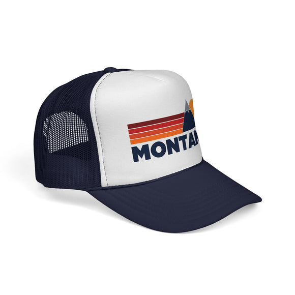 Montana Retro Mountains Trucker Hat - Vintage Style Montana Cap