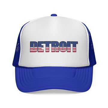 Detroit Michigan Stars and Stripes Trucker Cap | Flag Patch Mesh Hat - 0