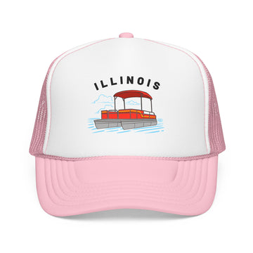 Buy light-pink-white Illinois Trucker Hat - Pontoon Boat