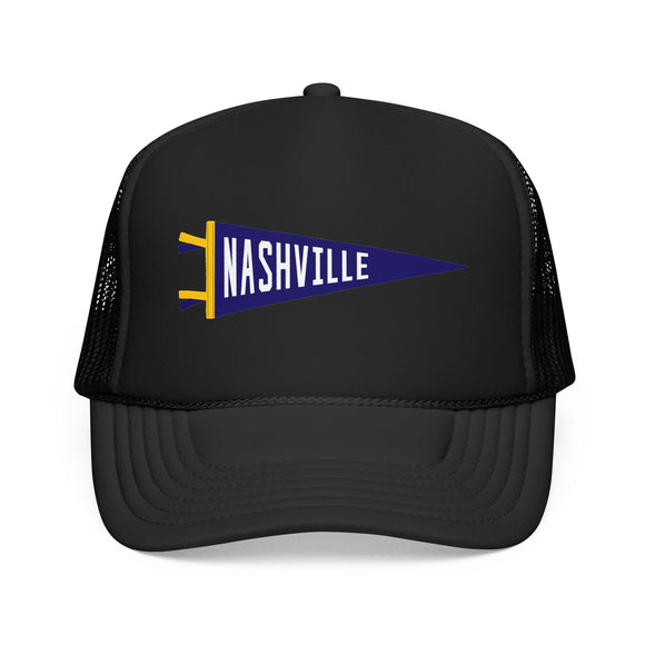 Nashville, Tennessee Pennant Trucker Hat — Retro Flag Foam Cap