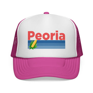 Buy pink Peoria, Illinois Retro Corn and Farm Trucker Hat