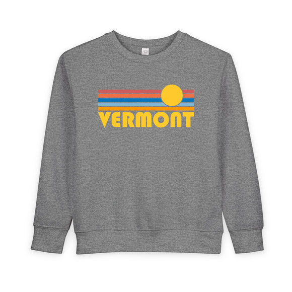 Vermont Toddler Sweatshirt - Retro Sun Vermont Toddler Crewneck Sweatshirt