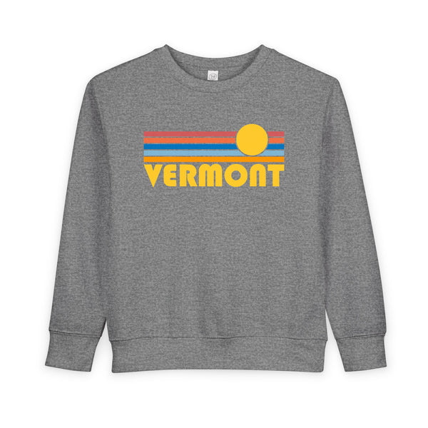 Vermont Toddler Sweatshirt - Retro Sun Vermont Toddler Crewneck Sweatshirt