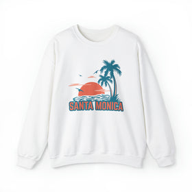 Santa Monica, California Sweatshirt - Unisex Palm Tree Santa Monica Sweatshirt