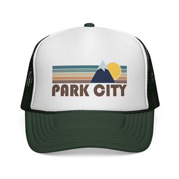 Park City, Utah Retro Mountains Trucker Hat - Vintage Style Park City Cap - 0