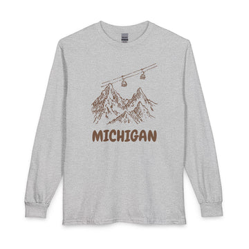 Michigan Long Sleeve T-Shirt - Ski Mountain Gondola - 0
