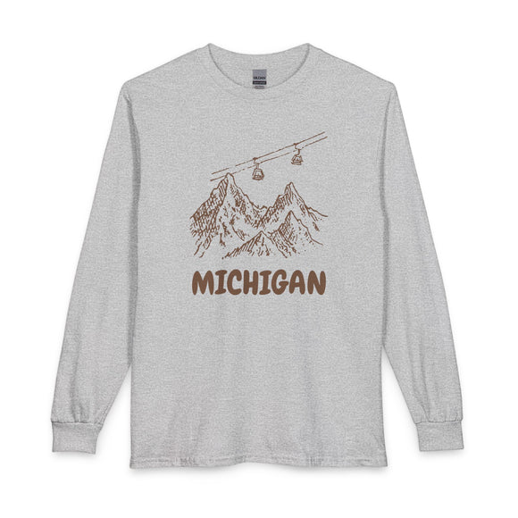Michigan Long Sleeve T-Shirt - Ski Mountain Gondola