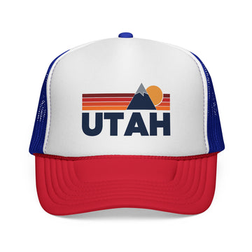 Utah Retro Mountains Trucker Hat - Vintage Style Utah Cap