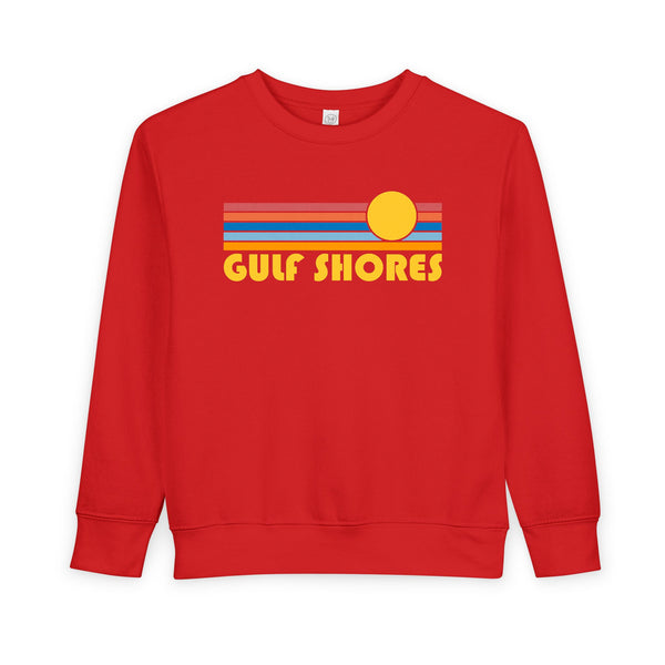 Gulf Shores, Alabama Toddler Sweatshirt - Retro Sun Gulf Shores Toddler Crewneck Sweatshirt