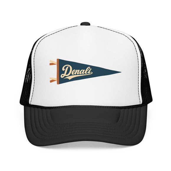 Denali National Park Pennant Trucker Hat — Vintage Foam Mesh Cap
