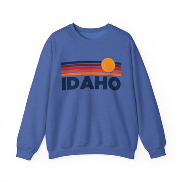 Buy heather-sport-royal Idaho Sweatshirt Retro Sun Unisex - Vintage Idaho Inspired Warm Pullover Jumper
