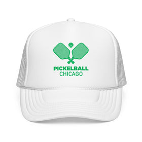Buy white Chicago, Illinois Pickleball Trucker Hat - Foam Chicago Cap