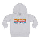 Wyoming Toddler Hoodie - Retro Mountain Sun Unisex Wyoming Toddler Sweatshirt-2