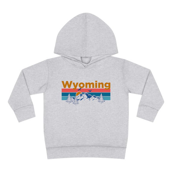 Wyoming Toddler Hoodie - Retro Mountain Sun Unisex Wyoming Toddler Sweatshirt