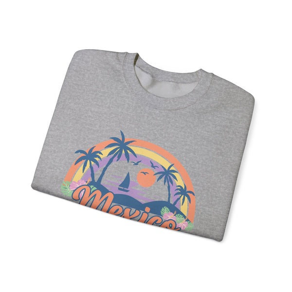 Mexico Sweatshirt - Unisex Retro Beach Mexico Crewneck Sweatshirt