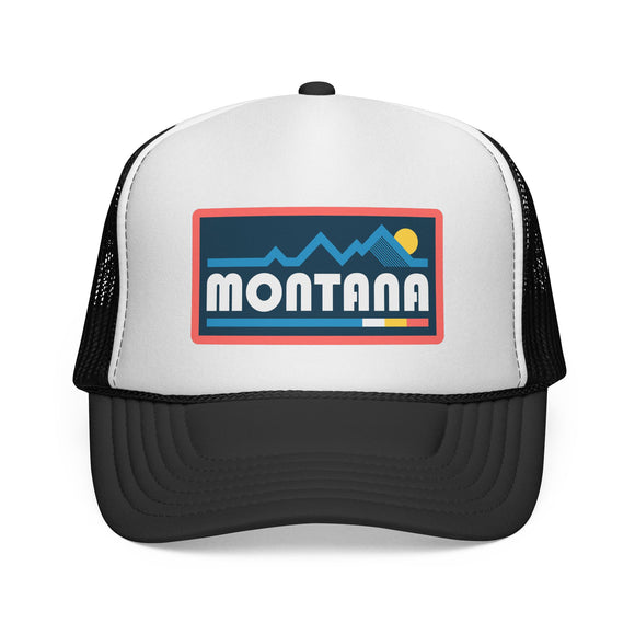 Montana Retro Mountains Trucker Hat - Vintage Style Montana Cap