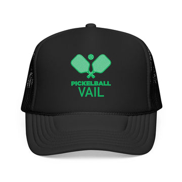 Kids Vail, Colorado Pickleball Trucker Hat - Youth Snapback on white background