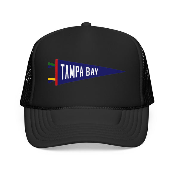 Tampa Bay, Florida Pennant Trucker Hat — Retro Flag Foam Cap