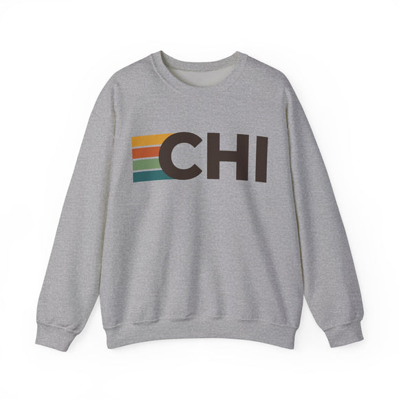 Chicago, Illinois CHI Retro Stripe Sweatshirt