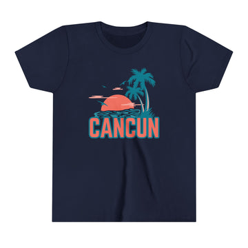 Buy navy Cancun, Mexico Youth Shirt - Retro Palm Tree Cancun Kid's T-Shirt