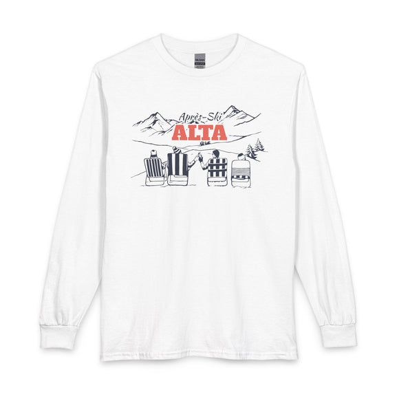 Alta, Utah Après-ski Long Sleeve Shirt - Mountain Retro Skiing