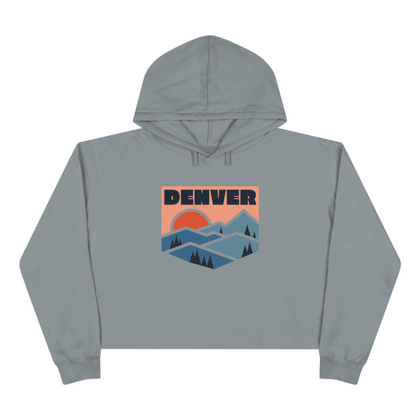 Women's Denver, Colorado Crop Hoodie - Premium Mountain Crop Sweatshirt
