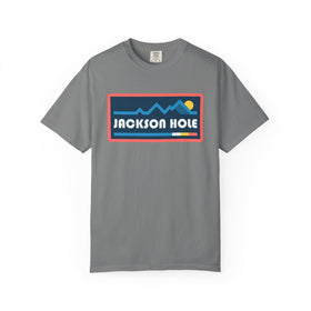 Buy grey Jackson Hole, Wyoming Graphic Tee, Comfort Colors Retro Mountain Unisex Jackson Hole T shirt