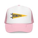 Winnipeg, Manitoba Pennant Trucker Hat — Retro Flag Foam Cap-3