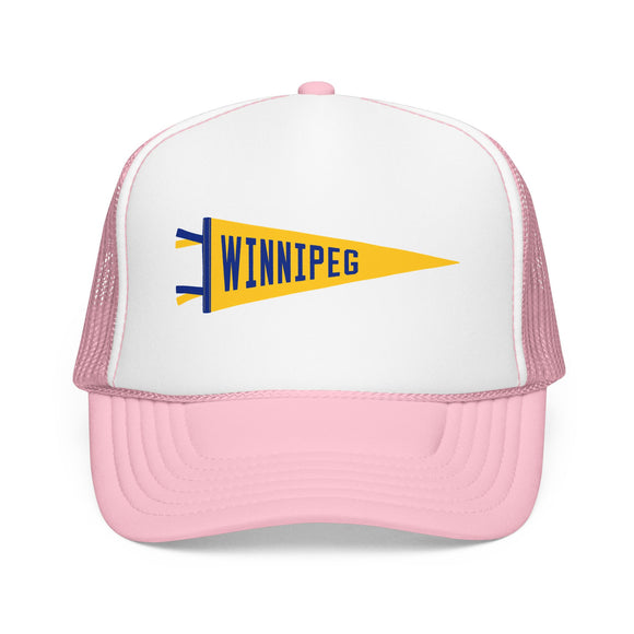 Winnipeg, Manitoba Pennant Trucker Hat — Retro Flag Foam Cap