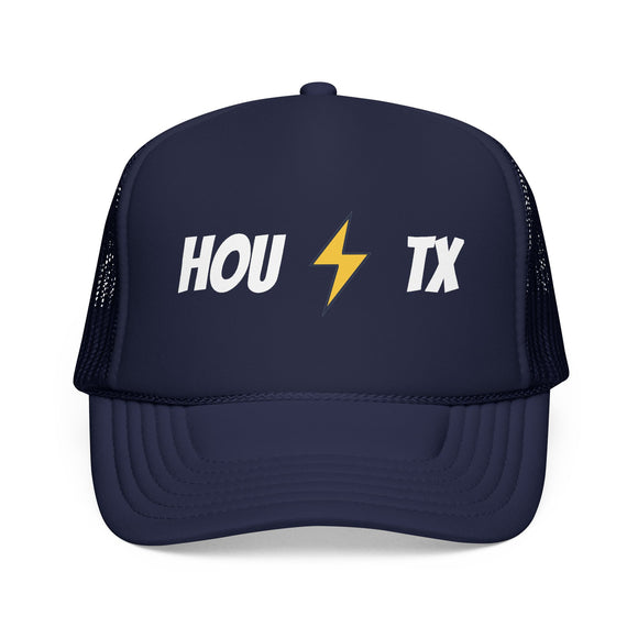 Houston, Texas Retro Trucker Hat - Lightning Foam Cap