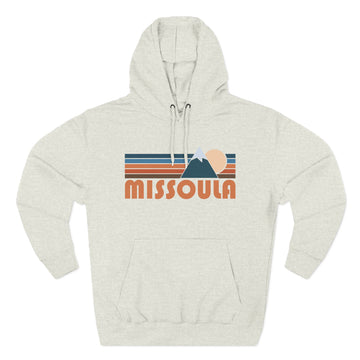 Buy oatmeal-heather Missoula, Montana Hoodie - Retro Mountain Unisex Sweatshirt