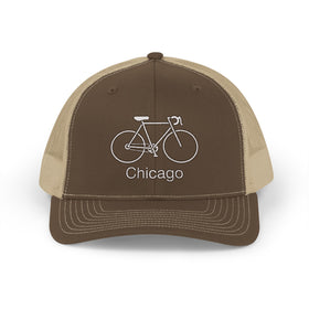 Buy brown-khaki Chicago, Illinois Snapback Trucker Cap - Embroidered Chicago Hat