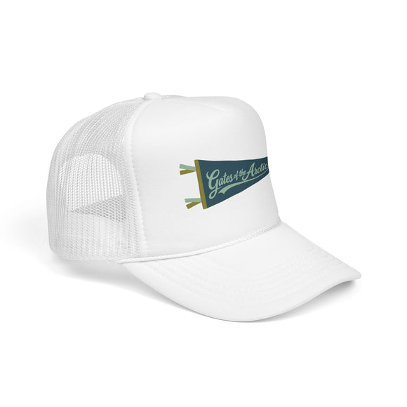 Gates of the Artic National Park Pennant Trucker Hat — Vintage Foam Mesh Cap