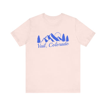 Buy soft-pink Vail, Colorado T-Shirt - Retro Mountain Unisex Vail Shirt - Pine Mountain Script