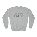 Boulder, Colorado Youth Sweatshirt - Unisex Kid's Boulder Crewneck Sweatshirt-1
