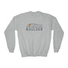 Boulder, Colorado Youth Sweatshirt - Unisex Kid's Boulder Crewneck Sweatshirt