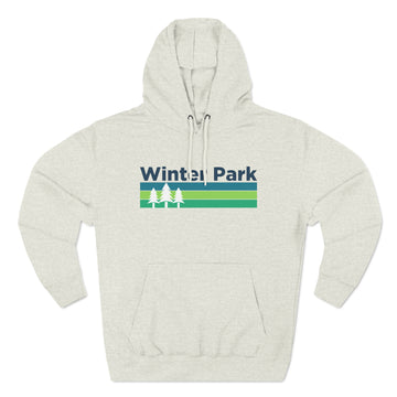 Premium Winter Park, Colorado Hoodie - Retro Unisex Winter Park Sweatshirt - Stripe Wordmark - 0