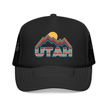 Kids Utah Retro Mountain Trucker Hat - Youth Snapback Cap