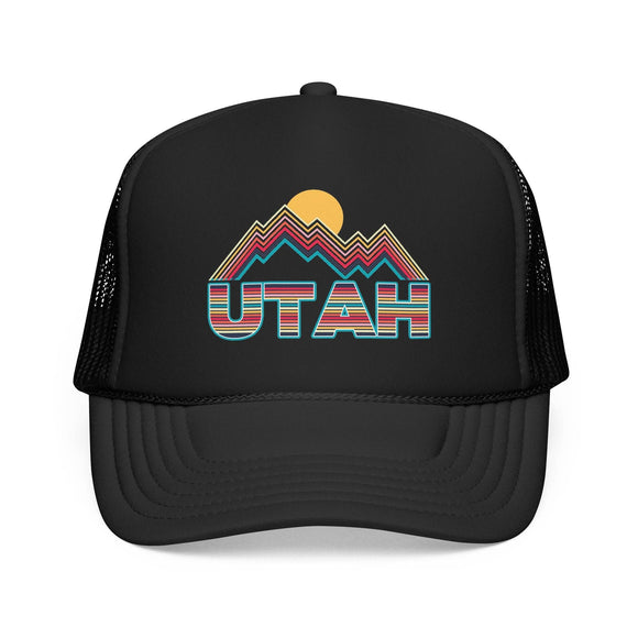 Kids Utah Retro Mountain Trucker Hat - Youth Snapback Cap