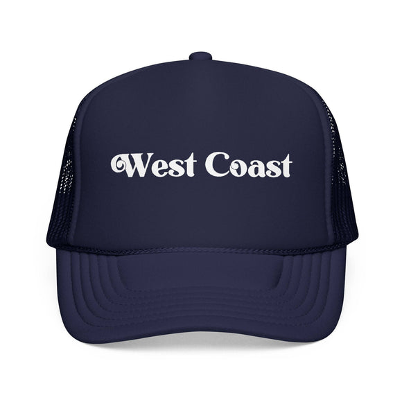 Kids West Coast Trucker Hat - Youth Snapback Cap on white background