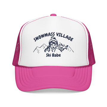 Snowmass Village, Colorado Ski Babe Trucker Hat — Foam Mesh Cap - 0