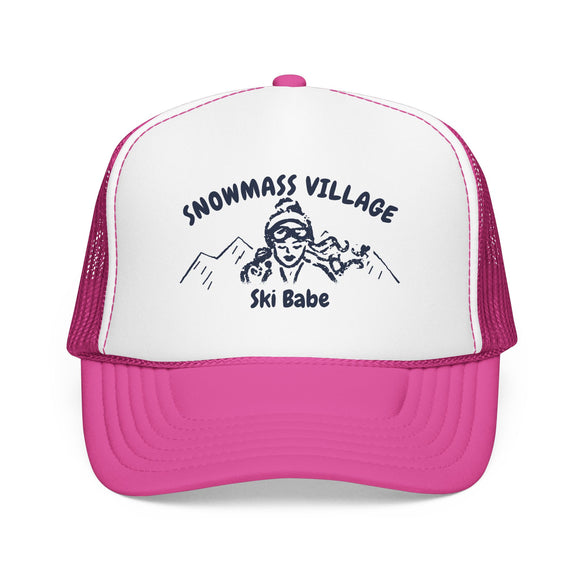 Snowmass Village, Colorado Ski Babe Trucker Hat — Foam Mesh Cap